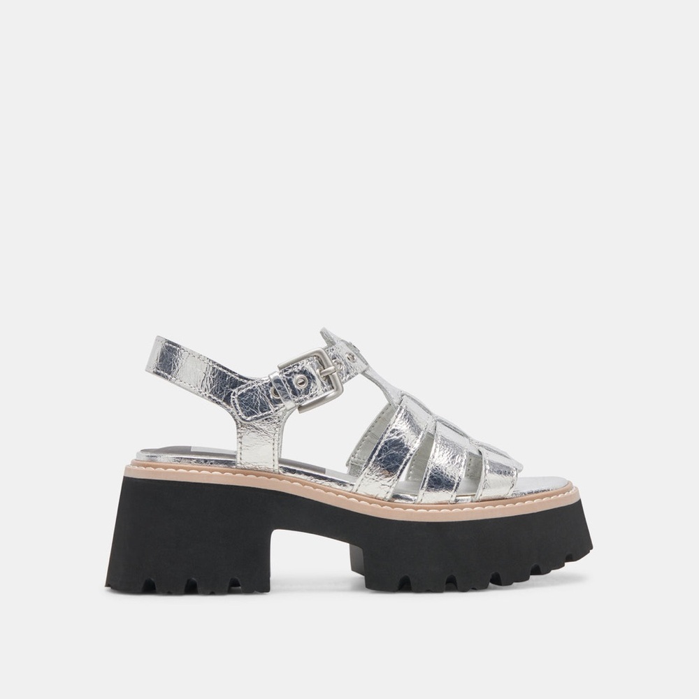 Dolce Vita Silver Metallic Platform Sandals